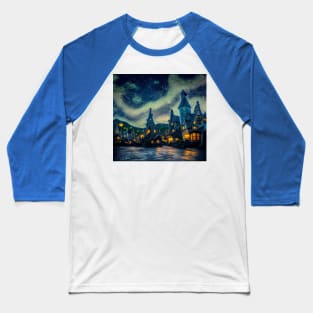 Starry Night Over Hogsmeade Village Baseball T-Shirt